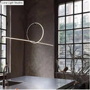 GobekUsa Modern Designer Line Art Pendant Ceiling Light with LED Island Lighting for Dining Room, Black Metallic Finish
