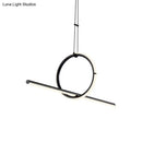 GobekUsa Modern Designer Line Art Pendant Ceiling Light with LED Island Lighting for Dining Room, Black Metallic Finish