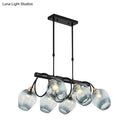 GobekUsa Modern Dimpled Glass Wine Cup Island Light with 6/8/10-Head Black Suspended Fixture – Blue/Green Ombre