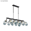 GobekUsa Modern Dimpled Glass Wine Cup Island Light with 6/8/10-Head Black Suspended Fixture – Blue/Green Ombre