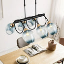 GobekUsa Modern Dimpled Glass Wine Cup Island Light with 6/8/10-Head Black Suspended Fixture – Blue/Green Ombre