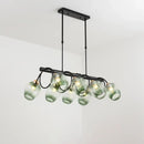 GobekUsa Modern Dimpled Glass Wine Cup Island Light with 6/8/10-Head Black Suspended Fixture – Blue/Green Ombre