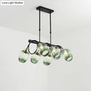 GobekUsa Modern Dimpled Glass Wine Cup Island Light with 6/8/10-Head Black Suspended Fixture – Blue/Green Ombre