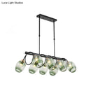 GobekUsa Modern Dimpled Glass Wine Cup Island Light with 6/8/10-Head Black Suspended Fixture – Blue/Green Ombre