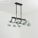 GobekUsa Modern Dimpled Glass Wine Cup Island Light with 6/8/10-Head Black Suspended Fixture – Blue/Green Ombre