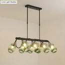 GobekUsa Modern Dimpled Glass Wine Cup Island Light with 6/8/10-Head Black Suspended Fixture – Blue/Green Ombre