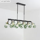 GobekUsa Modern Dimpled Glass Wine Cup Island Light with 6/8/10-Head Black Suspended Fixture – Blue/Green Ombre