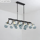 GobekUsa Modern Dimpled Glass Wine Cup Island Light with 6/8/10-Head Black Suspended Fixture – Blue/Green Ombre