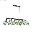GobekUsa Modern Dimpled Glass Wine Cup Island Light with 6/8/10-Head Black Suspended Fixture – Blue/Green Ombre