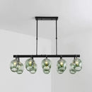 GobekUsa Modern Dimpled Glass Wine Cup Island Light with 6/8/10-Head Black Suspended Fixture – Blue/Green Ombre