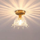 GobekUsa Modern Floral Glass Ceiling Light - Elegant Single-Bulb Foyer Flush Fixture