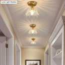 GobekUsa Modern Floral Glass Ceiling Light - Elegant Single-Bulb Foyer Flush Fixture
