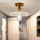 GobekUsa Modern Floral Glass Ceiling Light - Elegant Single-Bulb Foyer Flush Fixture