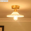 GobekUsa Modern Floral Glass Ceiling Light - Elegant Single-Bulb Foyer Flush Fixture
