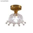 GobekUsa Modern Floral Glass Ceiling Light - Elegant Single-Bulb Foyer Flush Fixture