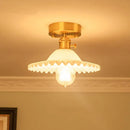 GobekUsa Modern Floral Glass Ceiling Light - Elegant Single-Bulb Foyer Flush Fixture
