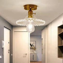 GobekUsa Modern Floral Glass Ceiling Light - Elegant Single-Bulb Foyer Flush Fixture
