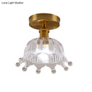 GobekUsa Modern Floral Glass Ceiling Light - Elegant Single-Bulb Foyer Flush Fixture
