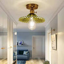 GobekUsa Modern Floral Glass Ceiling Light - Elegant Single-Bulb Foyer Flush Fixture