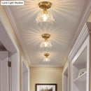 GobekUsa Modern Floral Glass Ceiling Light - Elegant Single-Bulb Foyer Flush Fixture