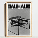 Modern geometric bauhaus blue & cream framed art living room print