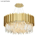 GobekUsa Modern Geometric Crystal Prism Chandelier with 12 Gold Heads for Living Room Island