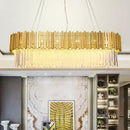 GobekUsa Modern Geometric Crystal Prism Chandelier with 12 Gold Heads for Living Room Island
