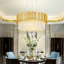GobekUsa Modern Geometric Crystal Prism Chandelier with 12 Gold Heads for Living Room Island