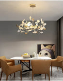 GobekUsa Modern Ginkgo Leaf LED Chandelier Dining Room Lighting
