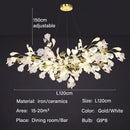 GobekUsa Modern Ginkgo Leaf LED Chandelier Dining Room Lighting