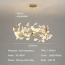 GobekUsa Modern Ginkgo Leaf LED Chandelier Dining Room Lighting