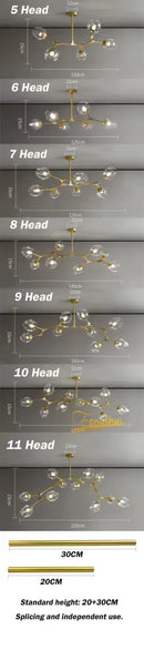 GobekUsa Modern Glass Ball LED Chandelier - Home Decor
