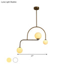 GobekUsa Modern Global Bedroom Chandelier - White/Yellow Frosted Glass, LED Hanging Light Kit - 3 Bulbs