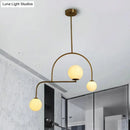 GobekUsa Modern Global Bedroom Chandelier - White/Yellow Frosted Glass, LED Hanging Light Kit - 3 Bulbs