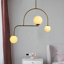GobekUsa Modern Global Bedroom Chandelier - White/Yellow Frosted Glass, LED Hanging Light Kit - 3 Bulbs
