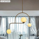 GobekUsa Modern Global Bedroom Chandelier - White/Yellow Frosted Glass, LED Hanging Light Kit - 3 Bulbs