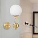 GobekUsa Modern Globe Wall Sconce Light in Brass with White Glass - Bathroom Lighting Fixture