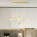 GobekUsa Modern Gold 2-Ring LED Island Pendant Lamp with Warm/White Light - Perfect for Dining Room