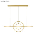 GobekUsa Modern Gold 2-Ring LED Island Pendant Lamp with Warm/White Light - Perfect for Dining Room