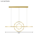 GobekUsa Modern Gold 2-Ring LED Island Pendant Lamp with Warm/White Light - Perfect for Dining Room