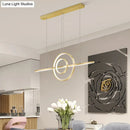 GobekUsa Modern Gold 2-Ring LED Island Pendant Lamp with Warm/White Light - Perfect for Dining Room