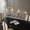 GobekUsa Modern Gold Branching Island Hanging Lamp with Crystal Droplets - 4-Bulb Metallic Pendant Light