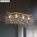 GobekUsa Modern Gold Branching Island Hanging Lamp with Crystal Droplets - 4-Bulb Metallic Pendant Light