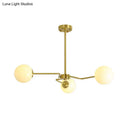GobekUsa Modern Gold Ceiling Light with White Glass Shade - 3 Bulbs Semi Flush Mounted for Bedroom