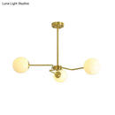 GobekUsa Modern Gold Ceiling Light with White Glass Shade - 3 Bulbs Semi Flush Mounted for Bedroom