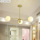 GobekUsa Modern Gold Ceiling Light with White Glass Shade - 3 Bulbs Semi Flush Mounted for Bedroom