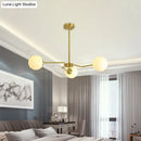 GobekUsa Modern Gold Ceiling Light with White Glass Shade - 3 Bulbs Semi Flush Mounted for Bedroom