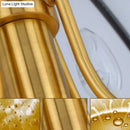 GobekUsa Modern Gold Island Chandelier Light - Fabric Empire Shade Suspension Lighting with 3 Bulbs