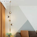 GobekUsa Modern Gold Linear Chandelier with Smoke Gray Glass Shades - 4-Light Metal Hanging Fixture
