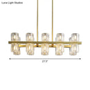 GobekUsa Modern Golden Cylindrical Crystal Pendant Light with 10/20 Island Lights for Dining Tables